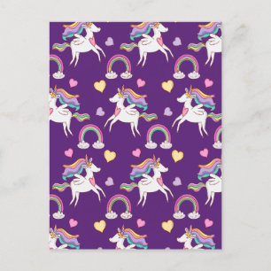 Pattern Funny Unicorn Magic Horse Cute     Holiday Postcard