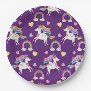 Pattern Funny Unicorn Magic Horse Cute  Paper Plate