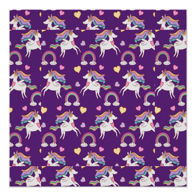 Pattern Funny Unicorn Magic Horse Cute      Poster (Front)