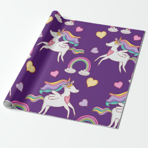 Pattern Funny Unicorn Magic Horse Cute     Wrapping Paper
