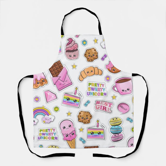 Pattern Funny Unicorn Magic Rainbow Cute    Apron (Front)
