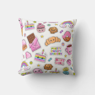 Pattern Funny Unicorn Magic Rainbow Cute Cushion
