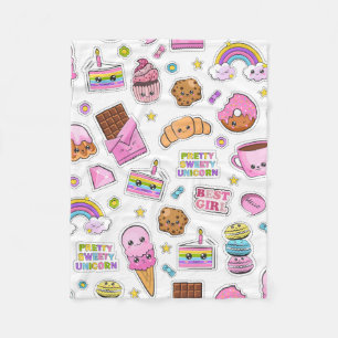 Pattern Funny Unicorn Magic Rainbow Cute    Fleece Blanket