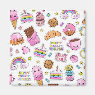 Pattern Funny Unicorn Magic Rainbow Cute Magnet