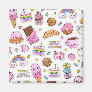 Pattern Funny Unicorn Magic Rainbow Cute Magnet