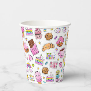 Pattern Funny Unicorn Magic Rainbow Cute Paper Cups