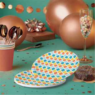 Pattern Geometric Vintage Stylish Modern Paper Plate