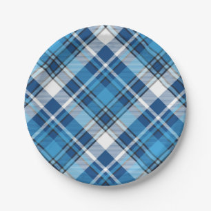Pattern Geometric Vintage Trendy Blue Paper Plate