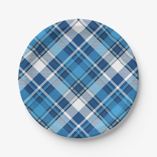 Pattern Geometric Vintage Trendy Blue     Paper Plate (Front)