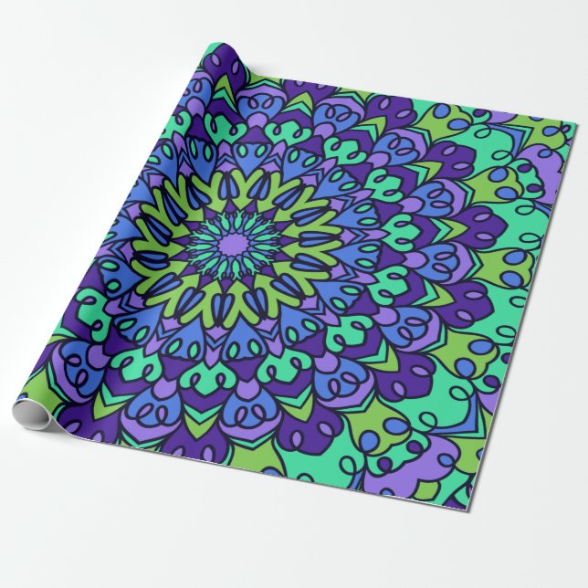 Pattern Geometric Vintage Trendy Cute Wrapping Paper (Unrolled)