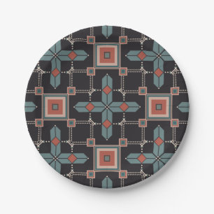 Pattern Geometric Vintage Trendy Paper Plate