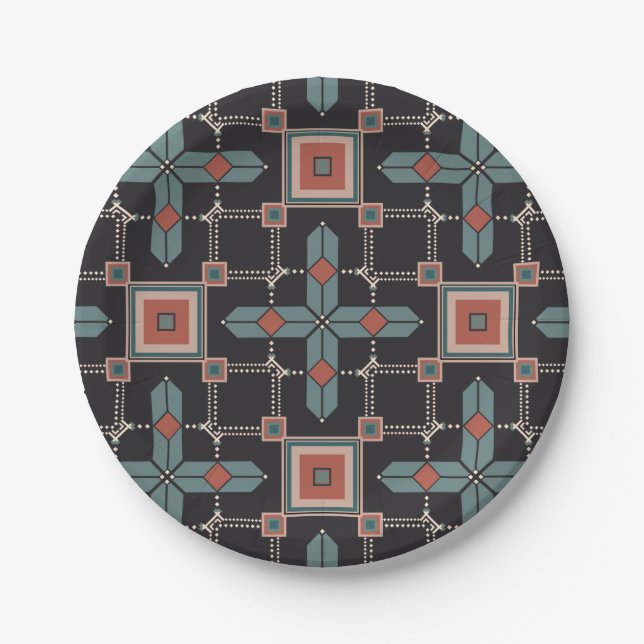 Pattern Geometric Vintage Trendy             Paper Plate (Front)