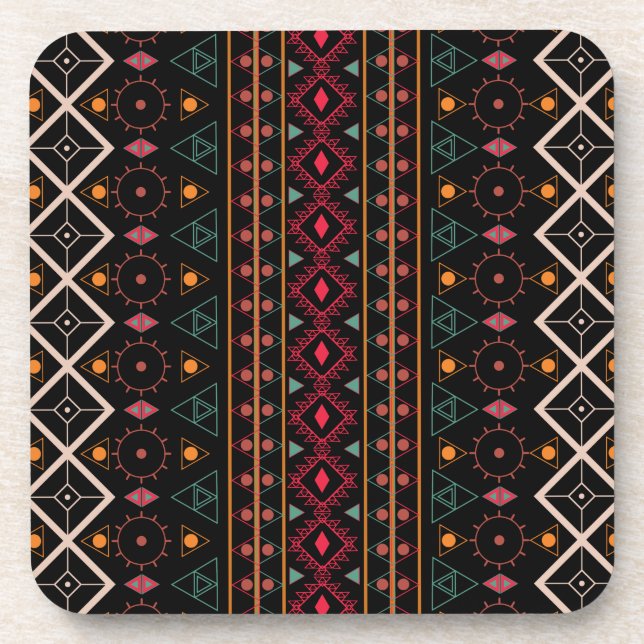 Pattern Geometric Vintage Trendy Stylish Colourful Coaster (Front)