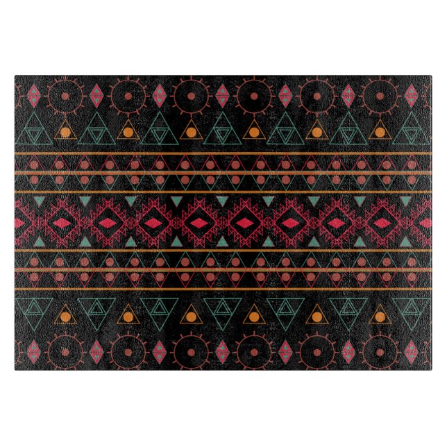 Pattern Geometric Vintage Trendy Stylish Colourful Cutting Board (Front)