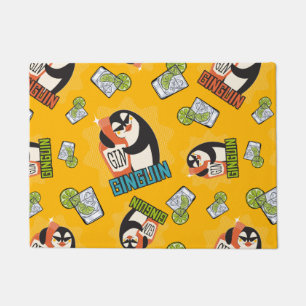 Pattern gin, ginguin penguin gift for gin fans doormat