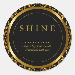 Pattern Gold and Black Frame Classic Round Sticker