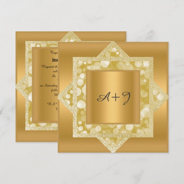 PATTERN GOLD GLITTER WEDDING INVITATION