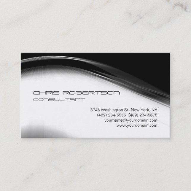 Pattern Grey White Attractive Business Card (Front)