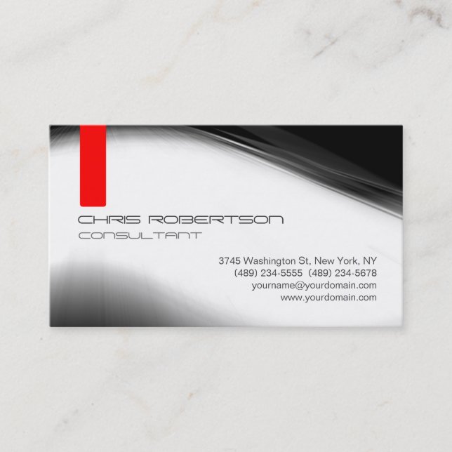 Pattern Grey White Red Attractive Business Card (Front)