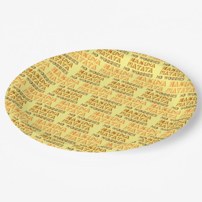 Pattern Hakuna Matata, No Worries in Swahili Paper Plate (Angled)