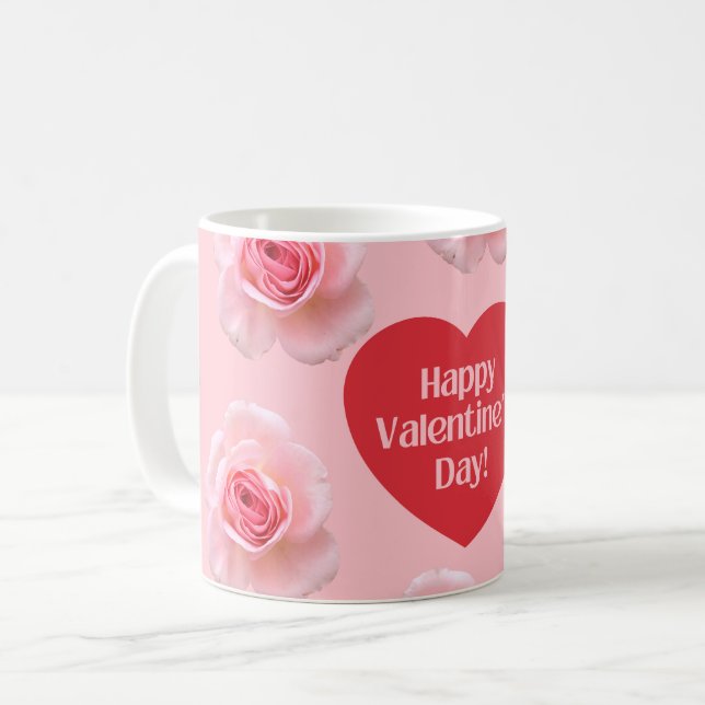 Pattern Happy Valentine`s Day 2024 Background      Coffee Mug (Front Left)