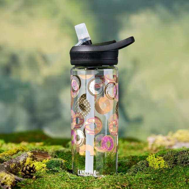 Pattern Heart Donuts Valentines Pink Water Bottle (Outdoor)