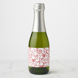 Pattern Heart Love Romance Valentine's Day Wedding Sparkling Wine Label