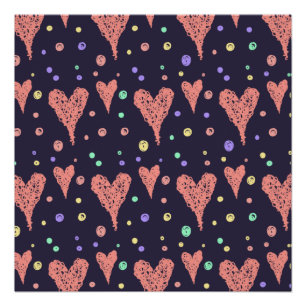 Pattern Hearts Colorful Girly Modern Cute   Poster