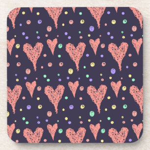 Pattern Hearts Colourful Girly Modern Cute      Coaster