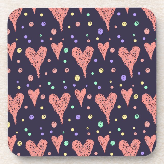 Pattern Hearts Colourful Girly Modern Cute      Coaster (Front)
