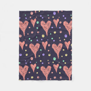 Pattern Hearts Colourful Girly Modern Cute Fleece Blanket