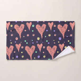 Pattern Hearts Colourful Girly Modern Cute Hand Towel