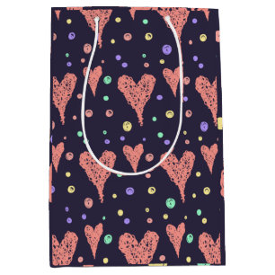 Pattern Hearts Colourful Girly Modern Cute Medium Gift Bag