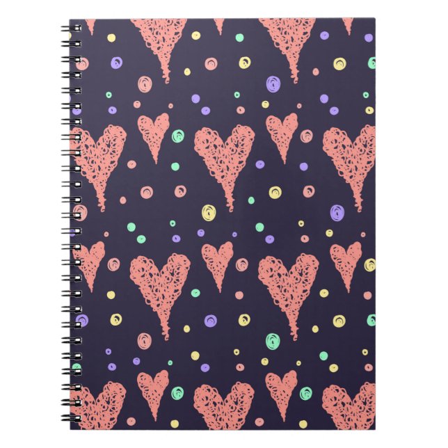 Pattern Hearts Colourful Girly Modern Cute    Notebook (Front)