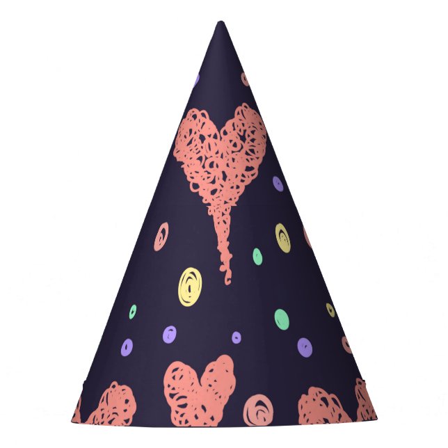 Pattern Hearts Colourful Girly Modern Cute   Party Hat (Front)