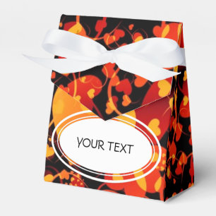 Pattern - Hearts for love black orange + your text Favour Box