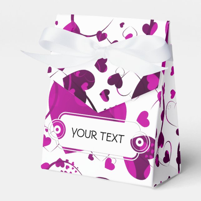 Pattern - Hearts for love pink white + your text Favour Box (Front Side)