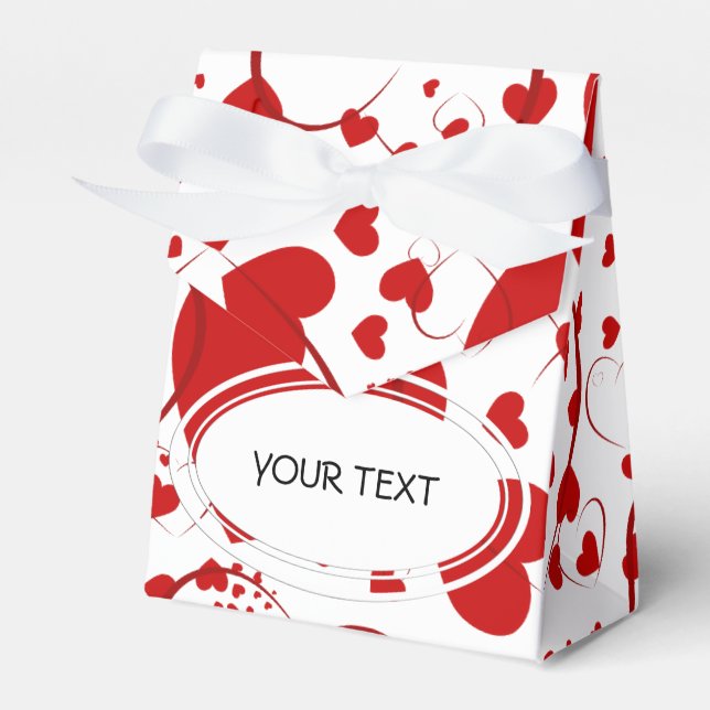 Pattern - Hearts for love red + your colour & text Favour Box (Front Side)