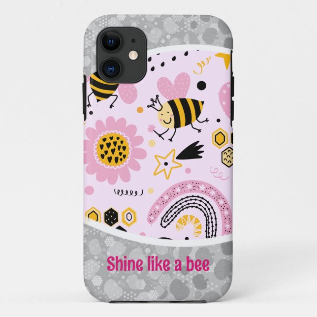  Pattern honey bee shapes iPhone Case (Back)