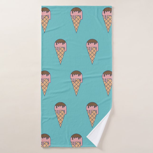 Pattern Ice cream on Pastel colour background, vin Bath Towel (Bath Towel)