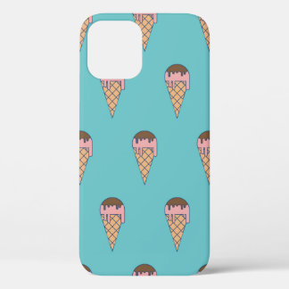 Pattern Ice cream on Pastel colour background, vin iPhone 12 Case