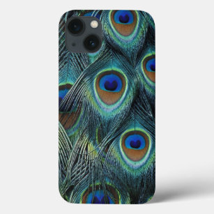 Pattern in male peacock feathers iPhone 13 case