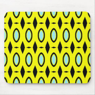 Pattern in Yellow, Blue and Black Mouse Mat