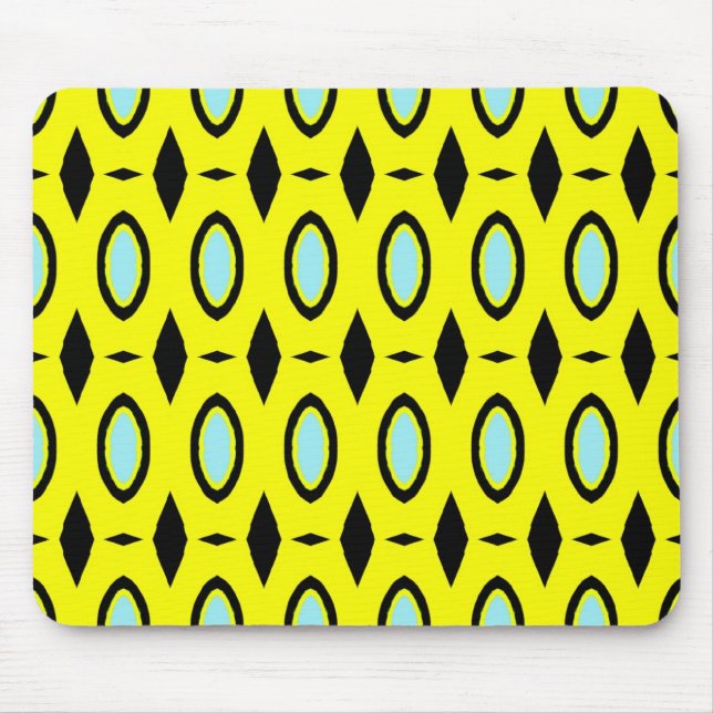 Pattern in Yellow, Blue and Black Mouse Mat (Front)