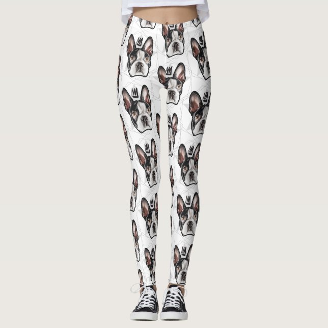 Pattern Leggings & Tights: King Boston Terrier (Front)