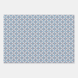 Pattern Modern Geometric simple  blue white Wrapping Paper Sheet
