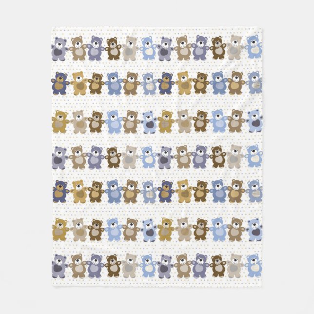 pattern of a toy teddy bear fleece blanket (Front)