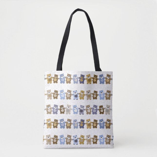pattern of a toy teddy bear tote bag (Front)