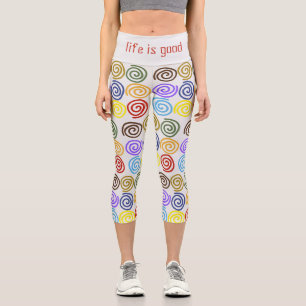 Pattern of Abstract Spiral Shapes Capri Leggings