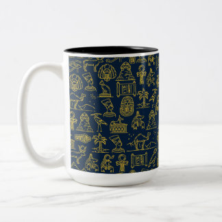 pattern of ancient Egyptian letters is repeated Two-Tone Coffee Mug